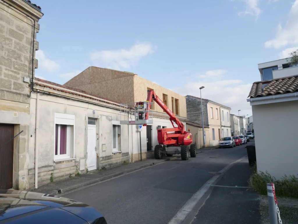 Ossature bois d'une surélévation d'échoppe bordelaise